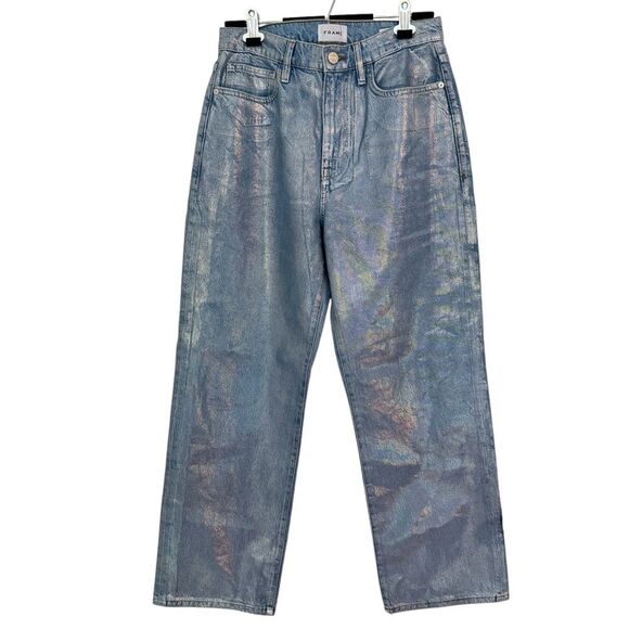 NWT Frame Women's Size 28 Le Jane Crop in Hologram crop jeans wide leg - Picture 3 of 11